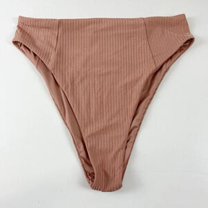 NEW Vitamin A Bikini Bottom Womens Large 10 Tan Ribbed High Waist NWOT
